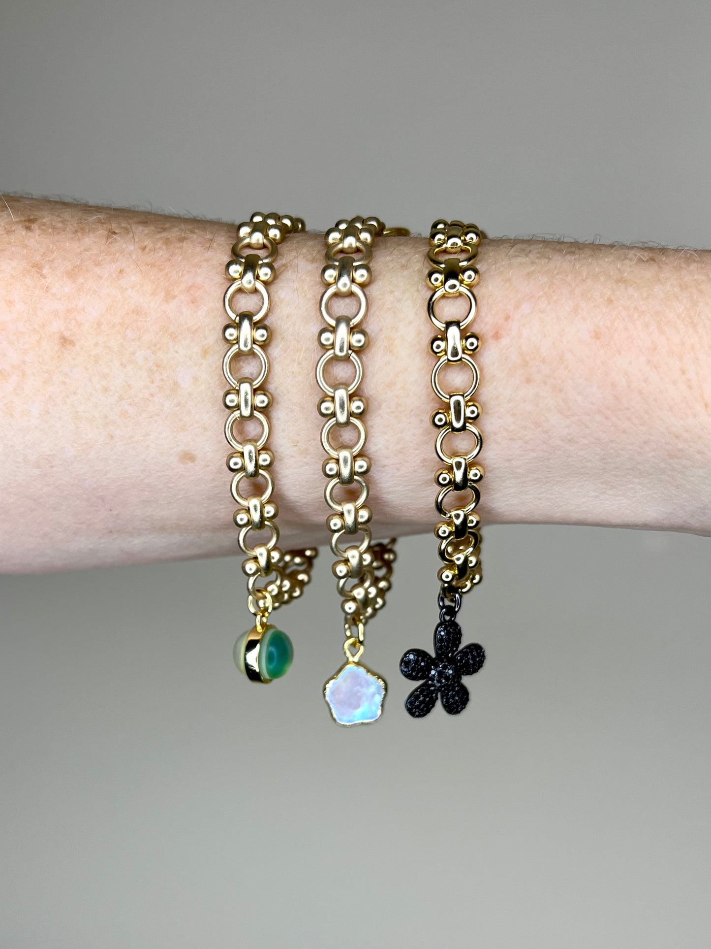 Dema Bracelet- Black Flower Charm