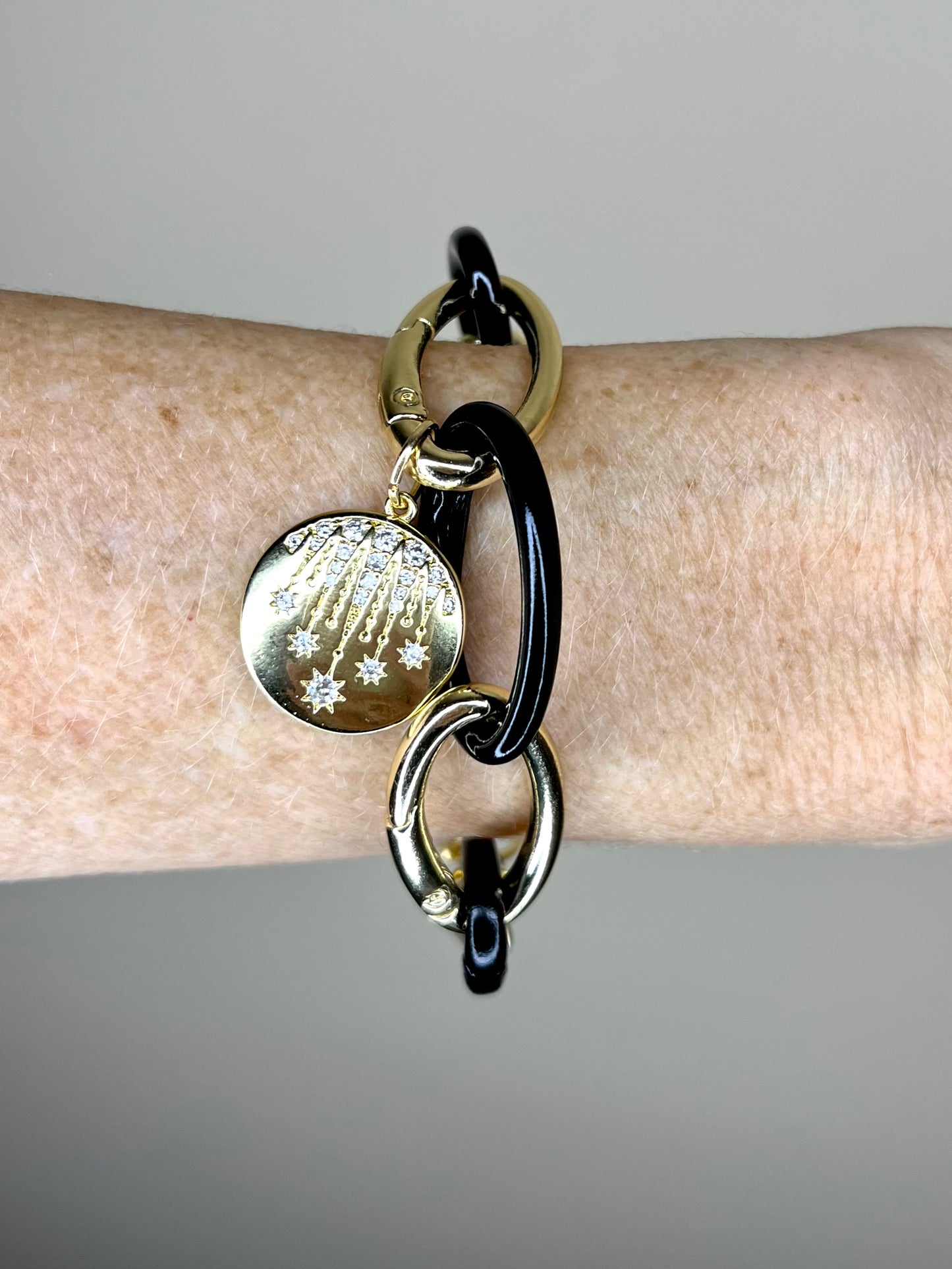 Carabiner Bracelet- Gold Charm