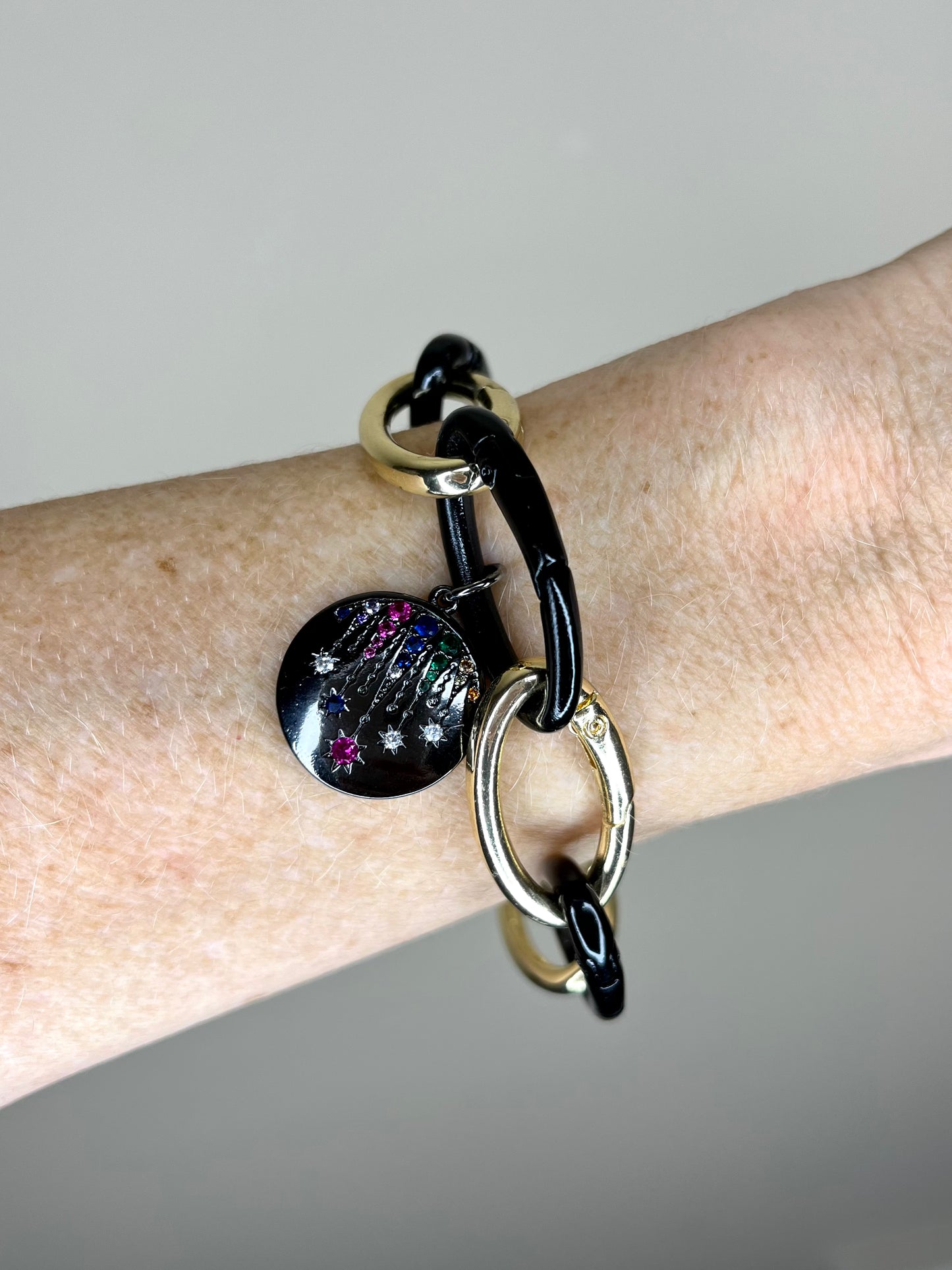 Carabiner Bracelet- Black Charm