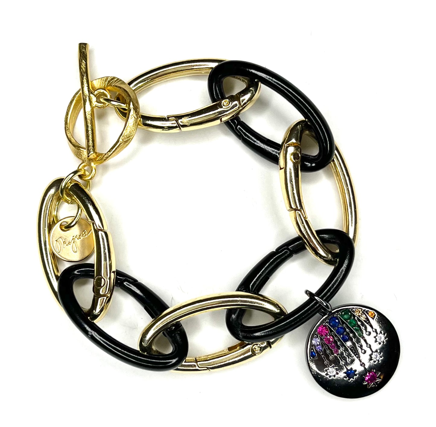 Carabiner Bracelet- Black Charm