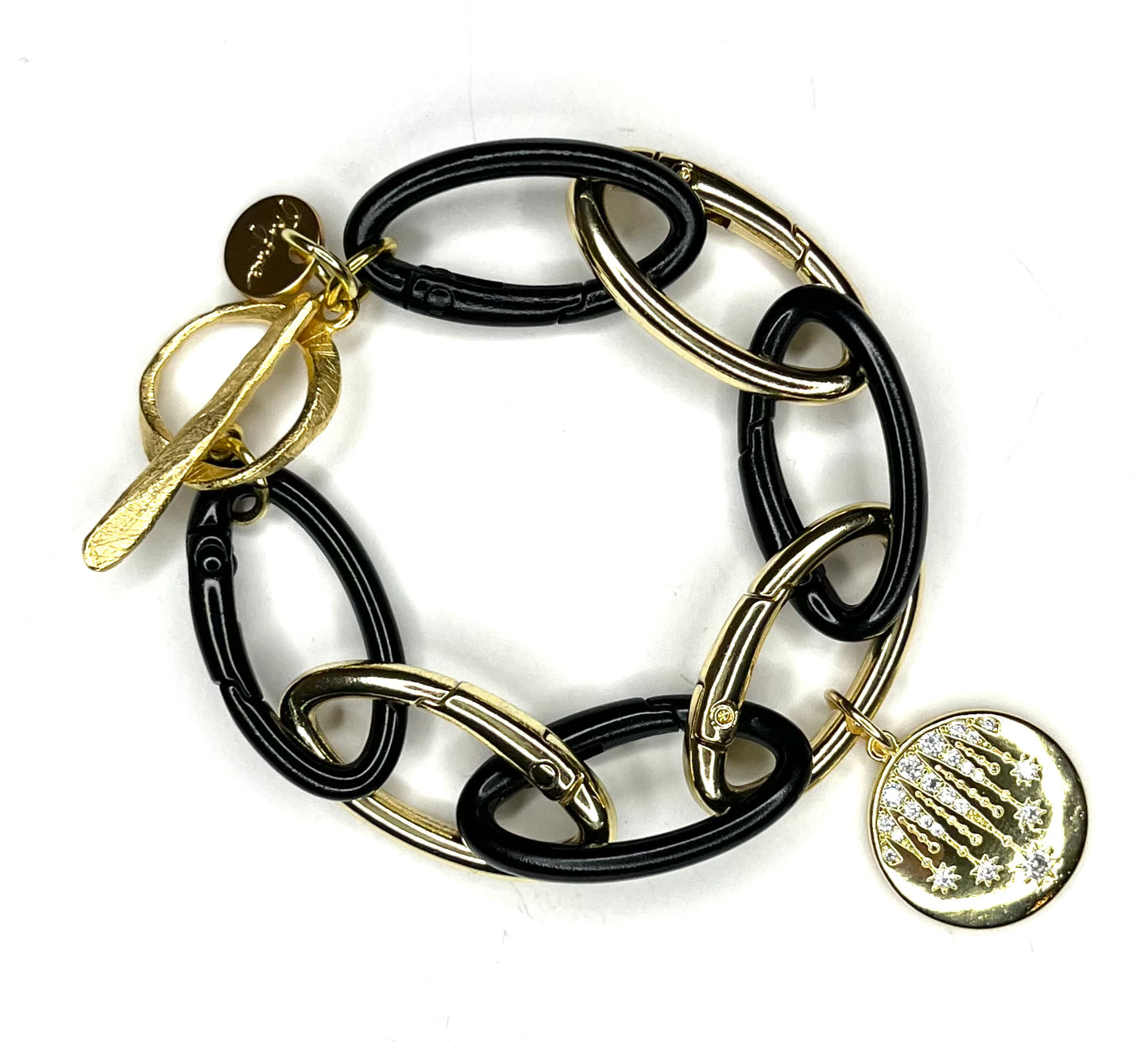 Carabiner Bracelet- Gold Charm