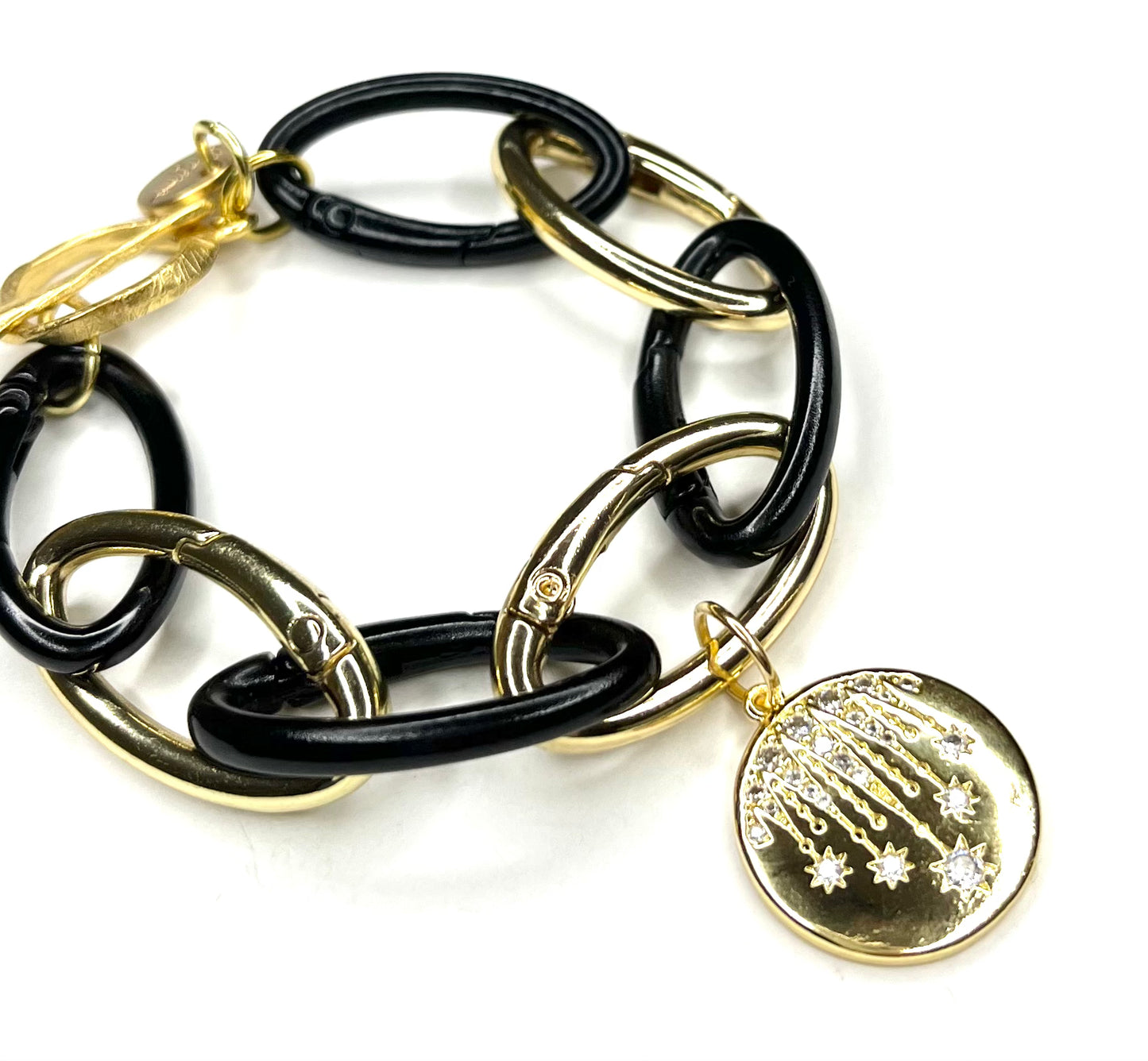 Carabiner Bracelet- Gold Charm