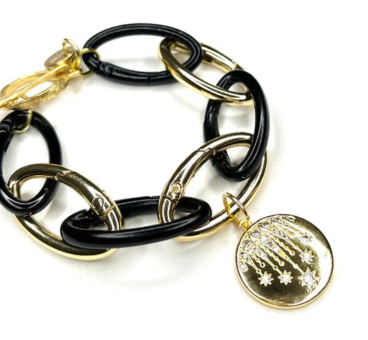 Carabiner Bracelet- Gold Charm