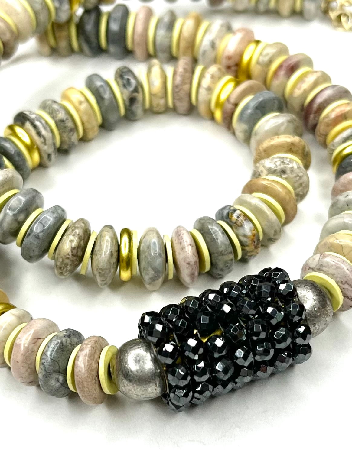 Jasper and Vintage Vinyl Necklace