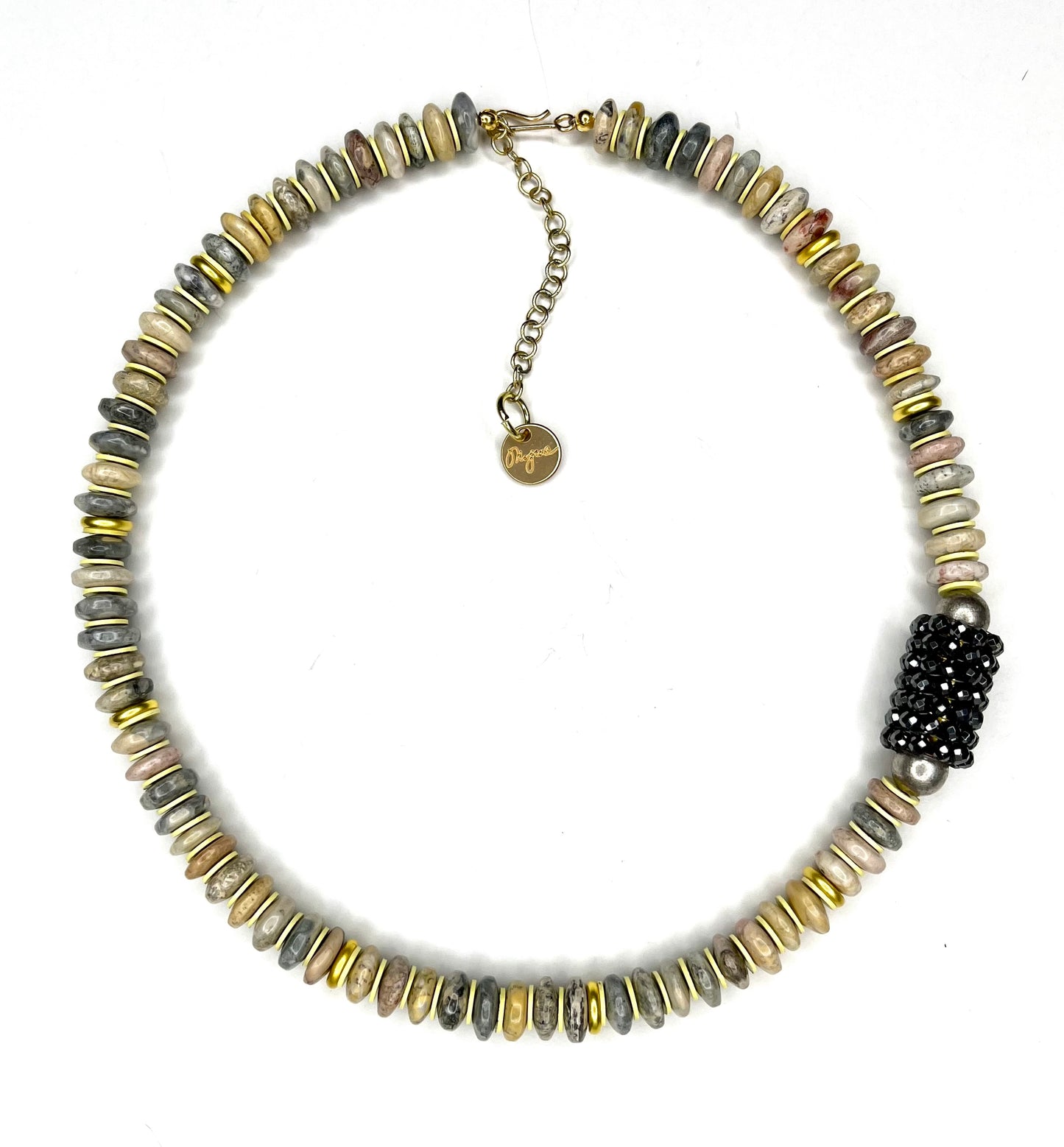 Jasper and Vintage Vinyl Necklace