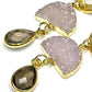 Pink Drusy and Smoky Quartz Earring