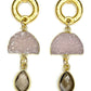 Pink Drusy and Smoky Quartz Earring