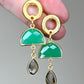 Apple Green Chalcedony and Smoky Quartz Earring