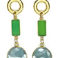Green Chalcedony and Aquamarine Earring