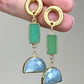 Green Chalcedony and Aquamarine Earring