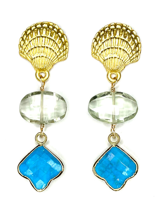 Prasiolite and Turquoise Earring