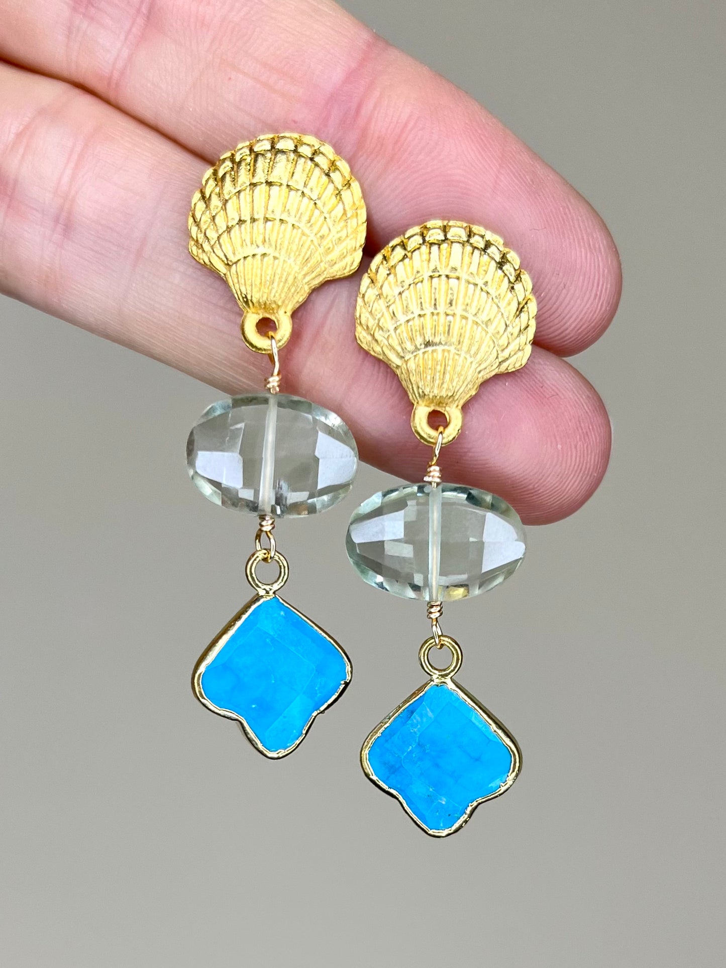 Prasiolite and Turquoise Earring