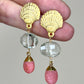 Pink Drusy and Prasiolite Earring