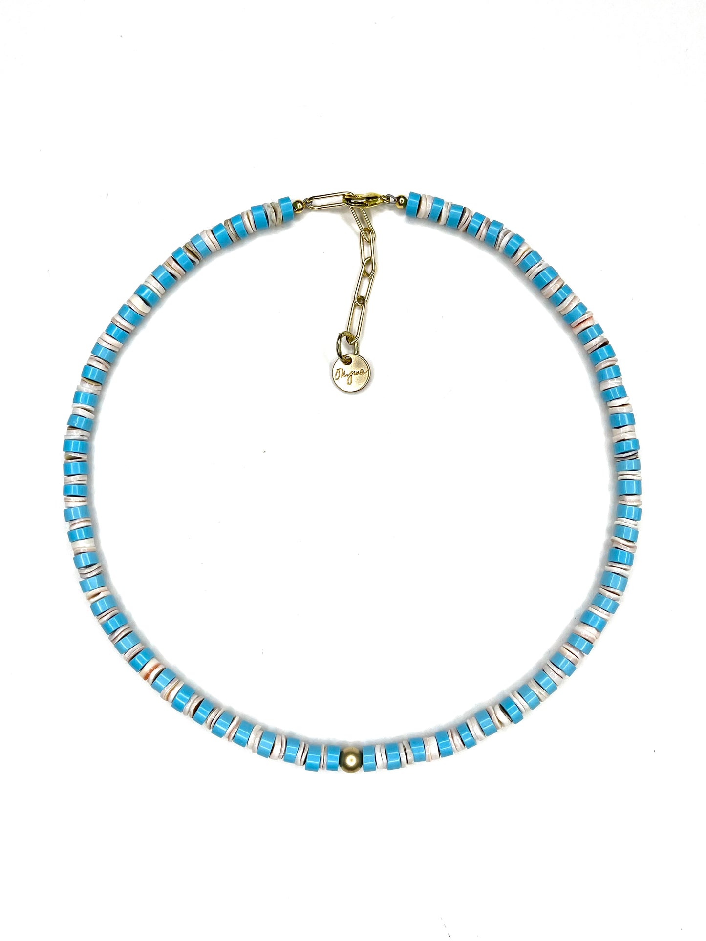 Turquoise and Shell Short Necklace
