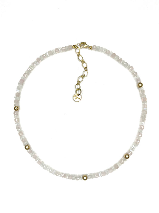 Rose Quartz and Moonstone Short Necklace