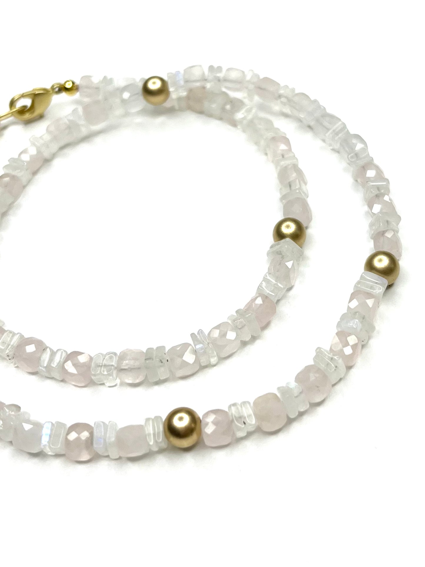 Rose Quartz and Moonstone Short Necklace