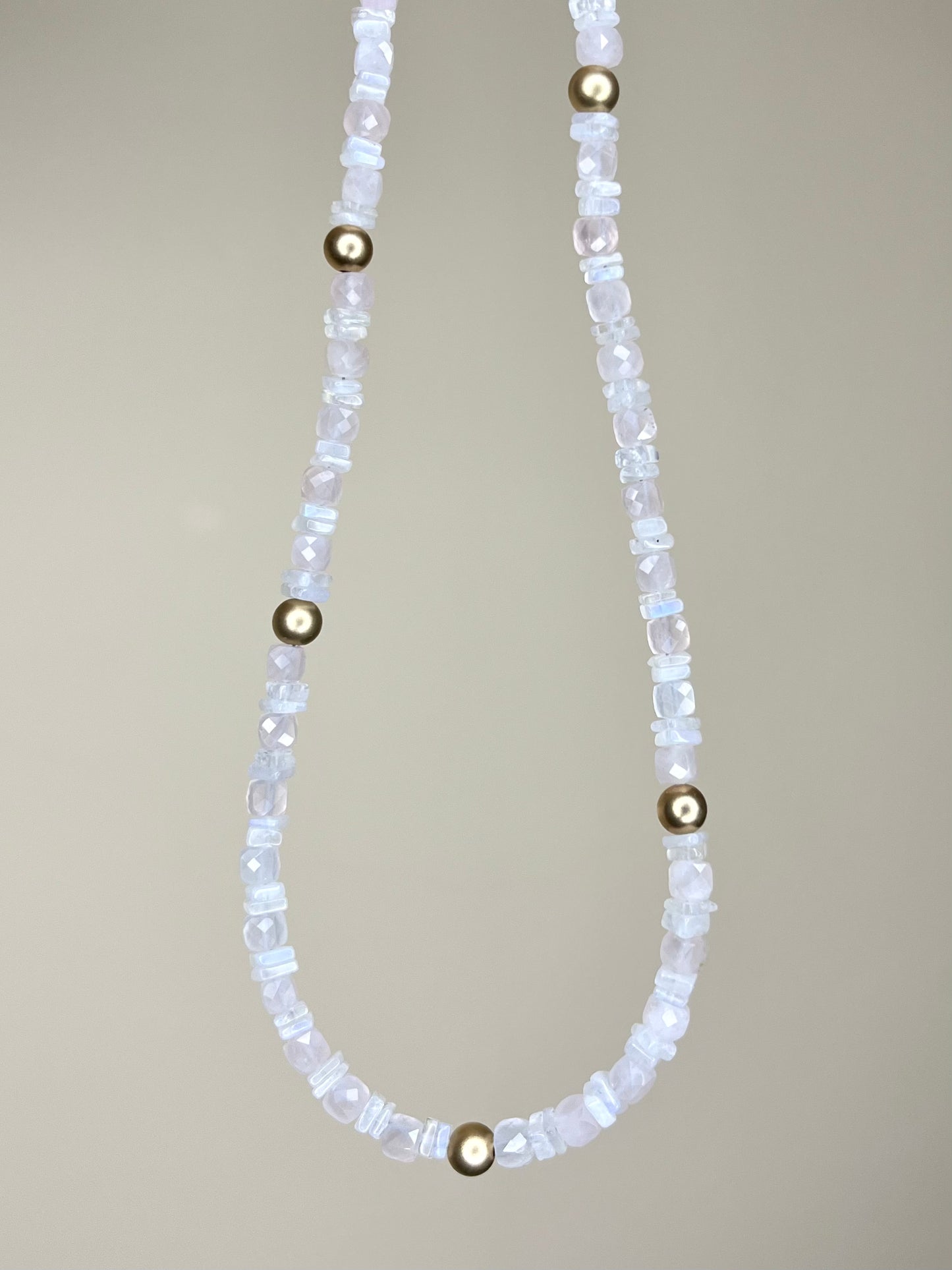 Rose Quartz and Moonstone Short Necklace