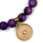 Purple Agate Stretch Bracelet with Pink Enamel Charm