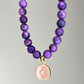 Purple Agate Stretch Bracelet with Pink Enamel Charm