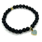 Black Lava Stretch Bracelet with Turquoise Heart Charm