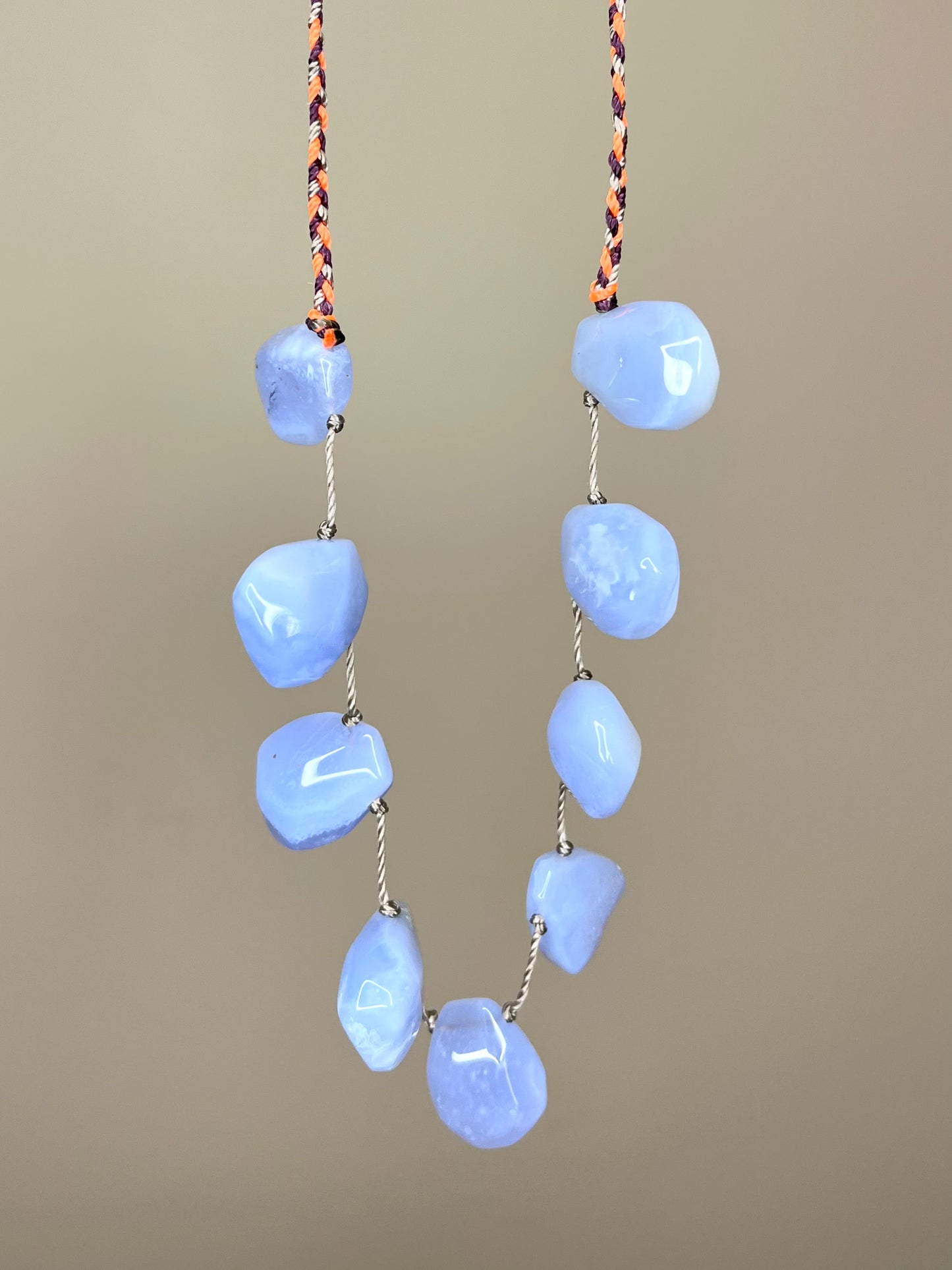 Blue Chalcedony on Cord with Slider