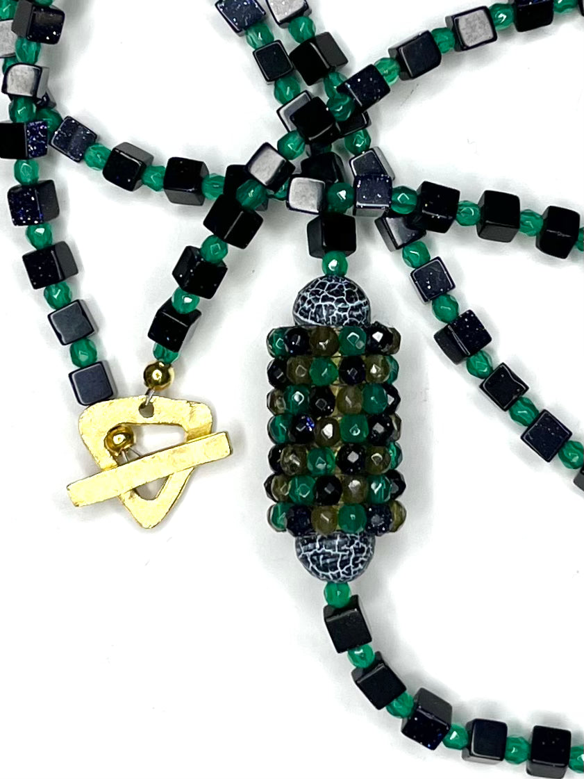 Lapis and Green Onyx Long Necklace