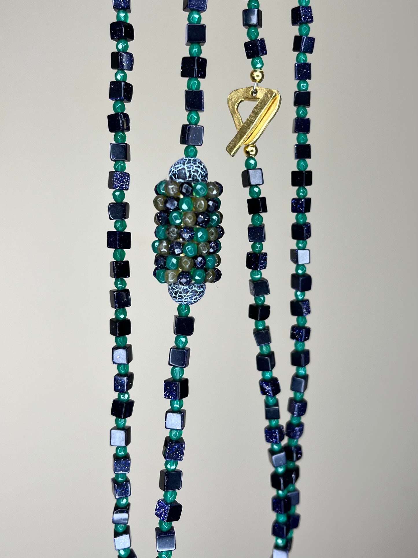Lapis and Green Onyx Long Necklace