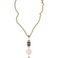 Y Shaped Chain and Stone Necklace- Rose Quartz-Garnet