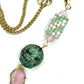 Y Shaped Chan and Gemstone Necklace-Pink and Green Opal FLUID, EXPRESSIVE, AND NATURALLY GROUNDING
