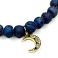 Navy Drusy Stretch Bracelet with Moon Charm