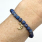 Navy Drusy Stretch Bracelet with Moon Charm