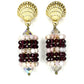 Hand Woven Gemstone Earring with Shell Post- Rose Quartz-Garnet