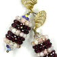 Hand Woven Gemstone Earring with Shell Post- Rose Quartz-Garnet