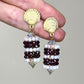 Hand Woven Gemstone Earring with Shell Post- Rose Quartz-Garnet