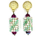 Hand Woven Earring on Shell Post- Pink and Green Opal