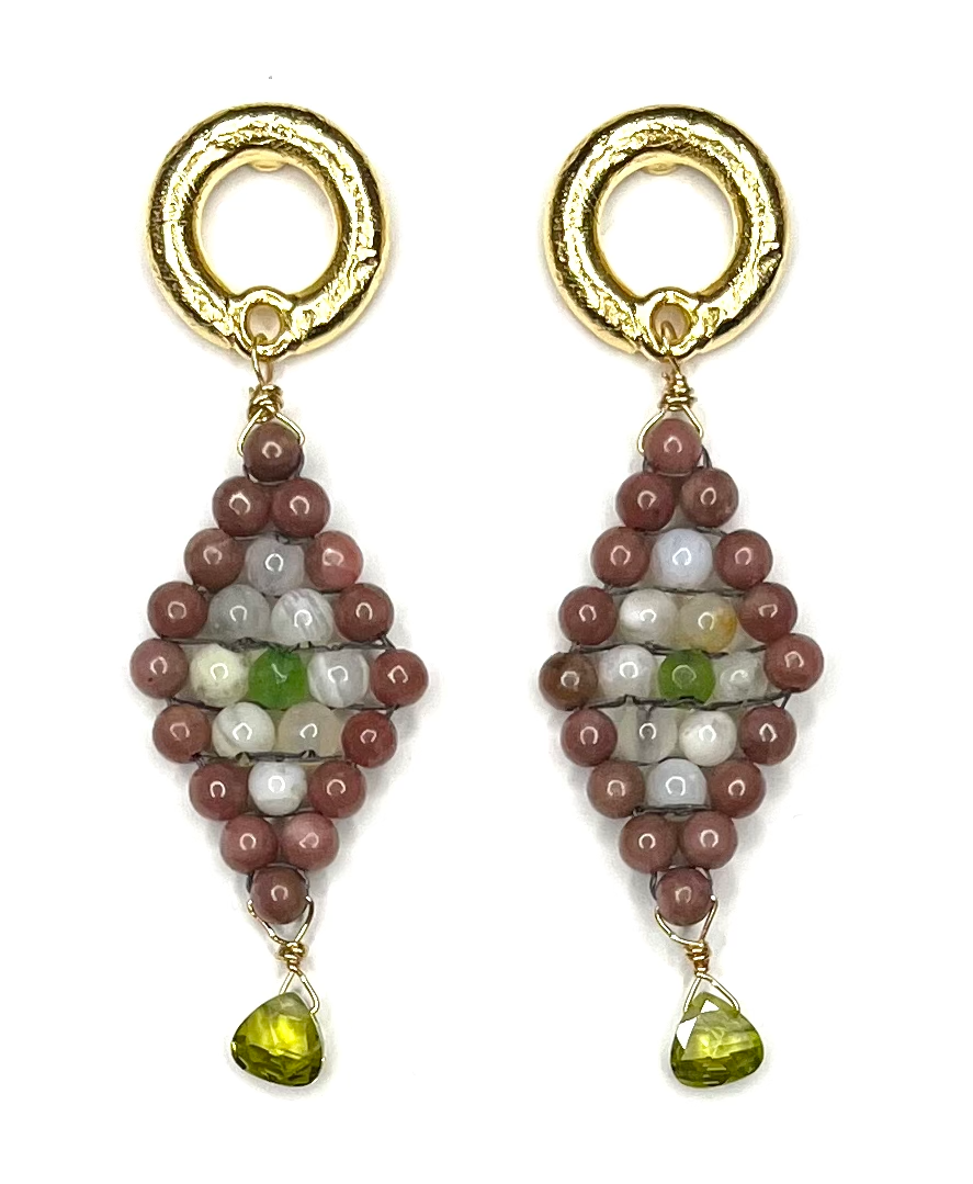 Hand Woven Diamond Shaped Earring