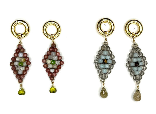 Hand Woven Diamond Shaped Earring