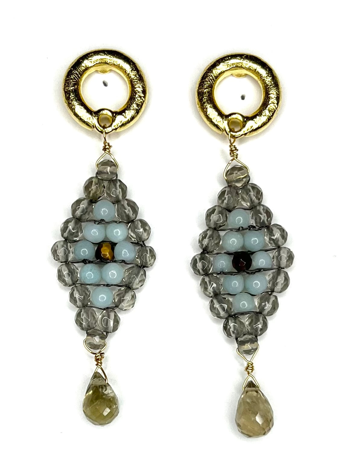 Hand Woven Diamond Shaped Earring