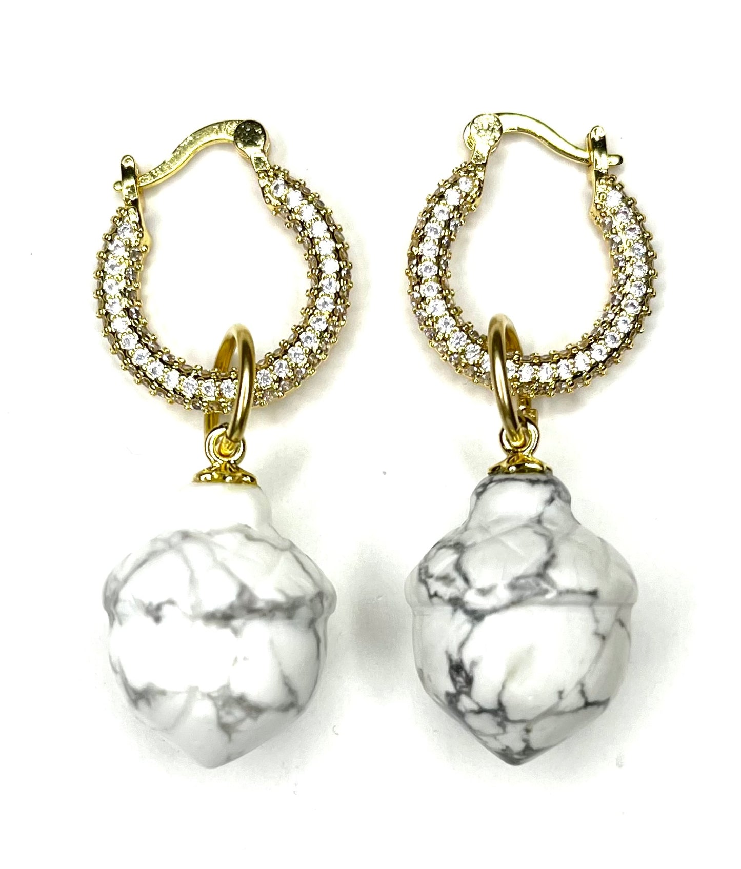 White Howlite Acorn Earring