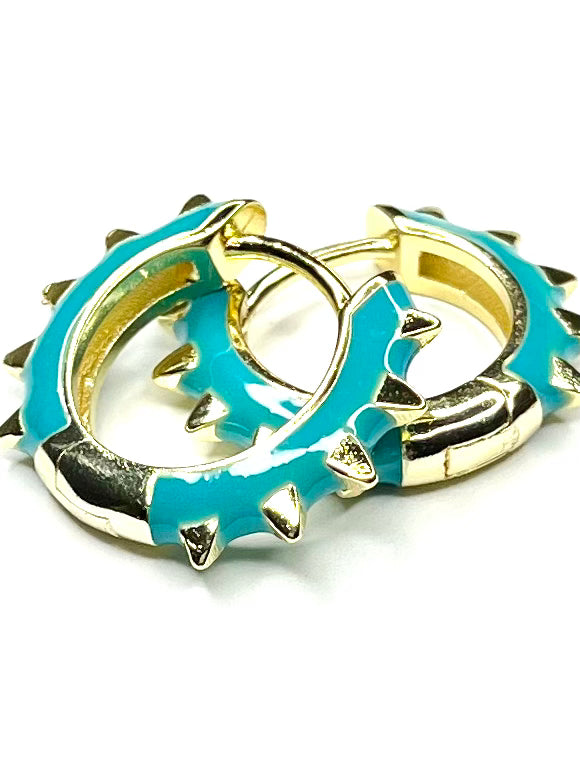 Spiked Enamel Hoop Earring (2 color options)