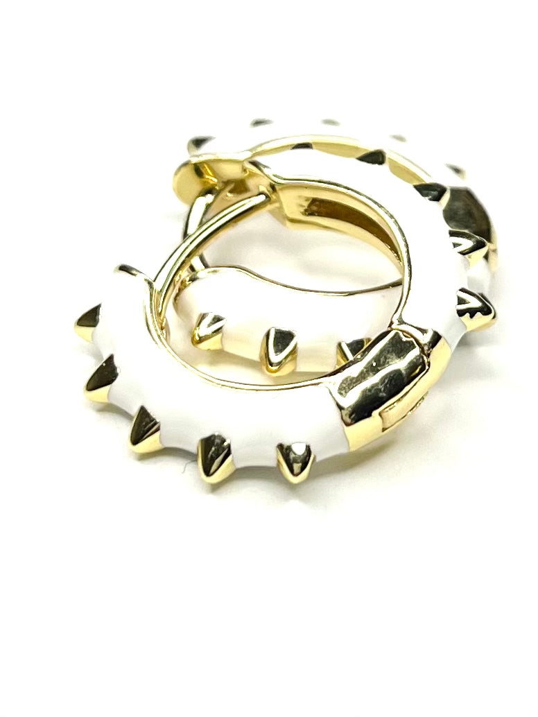 Spiked Enamel Hoop Earring (2 color options)