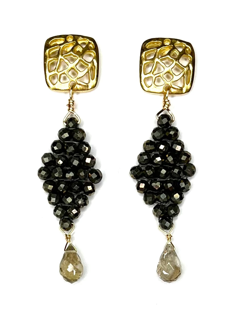 Solid Color Diamond Shaped Woven Earring (2 stone options)