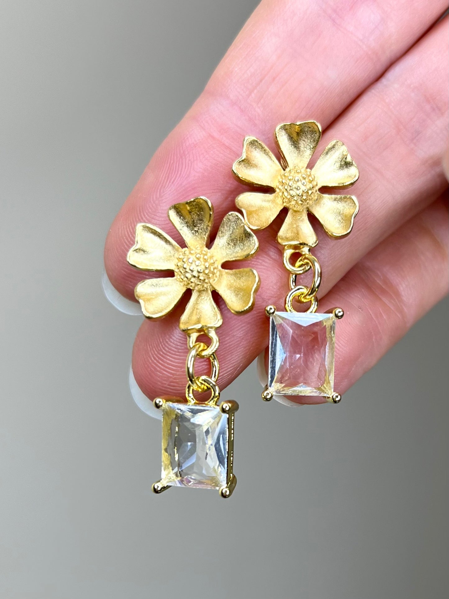 Clear Baguette Earring