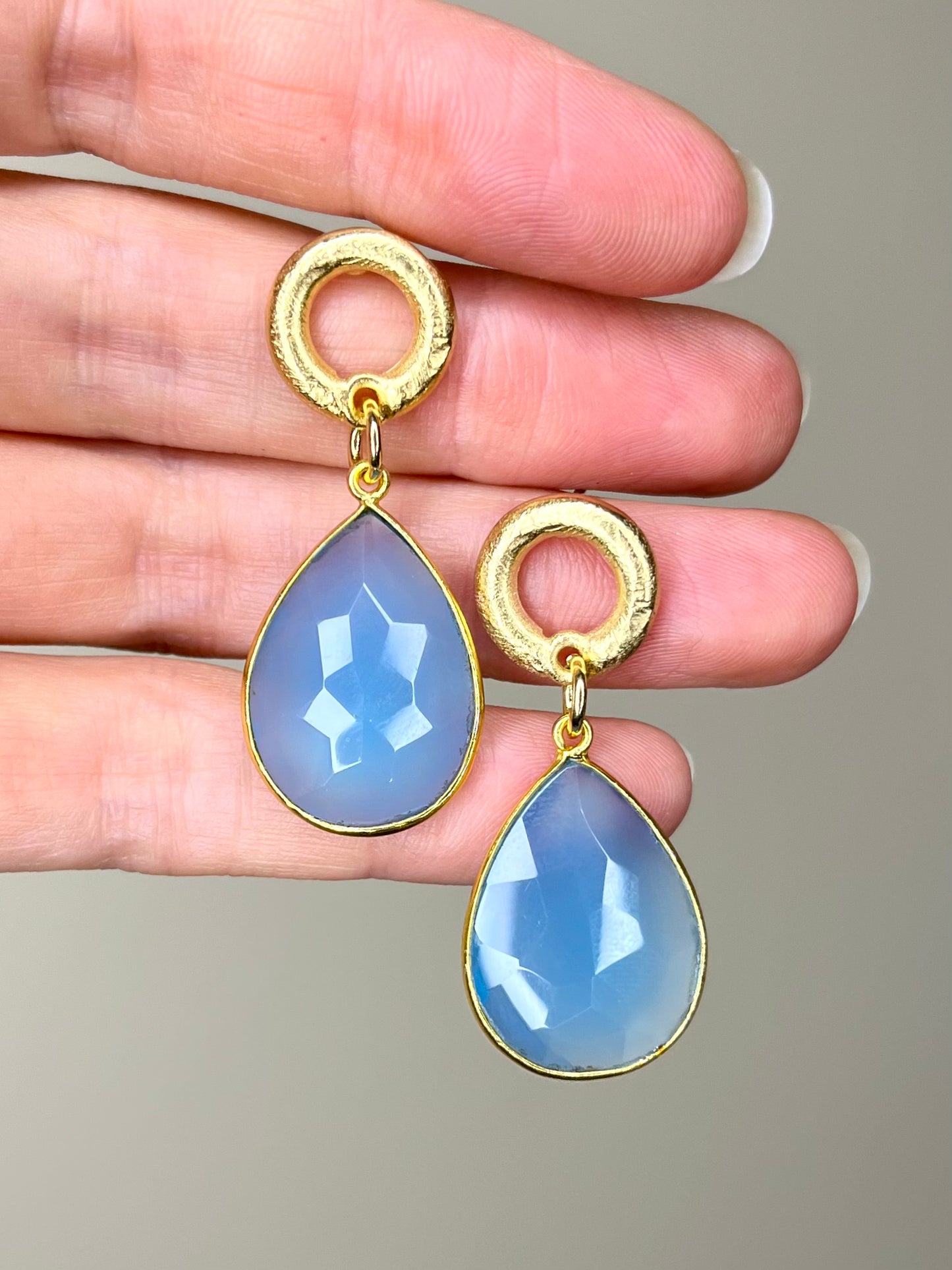 Chalcedony Teardrop Earring