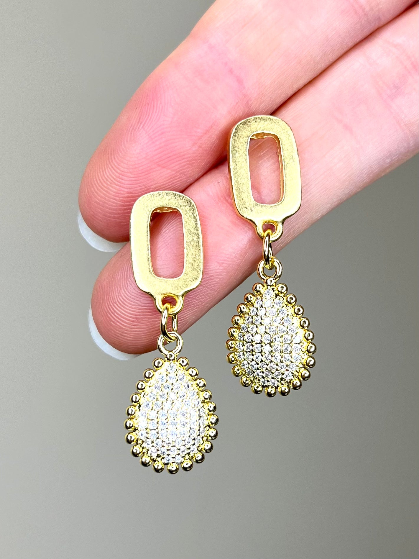 White CZ Teardrop Earring