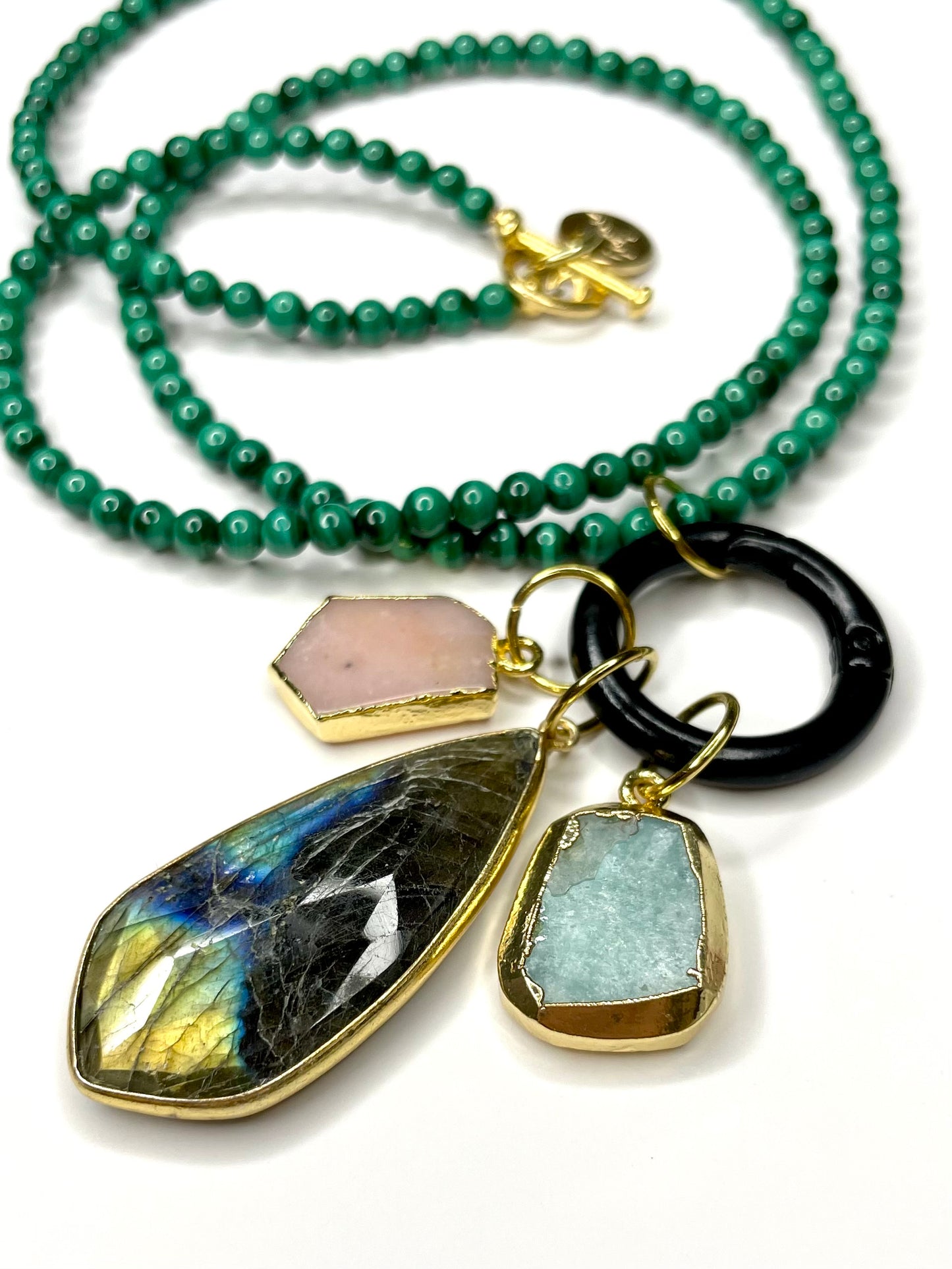 Malachite Necklace with Charms