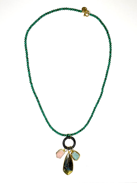 Malachite Necklace with Charms