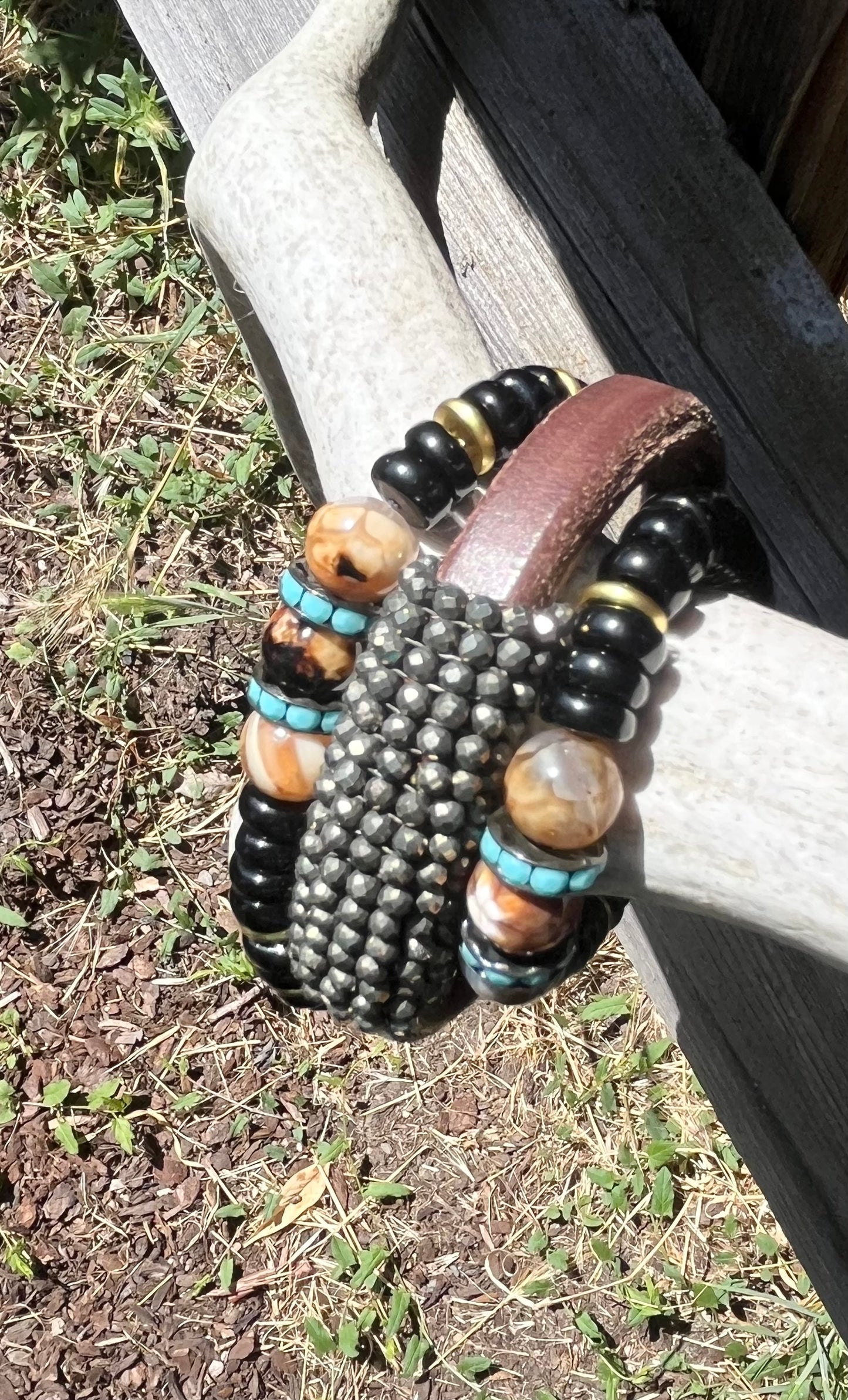 Black Onyx Rondelle Bracelets (set of 2)