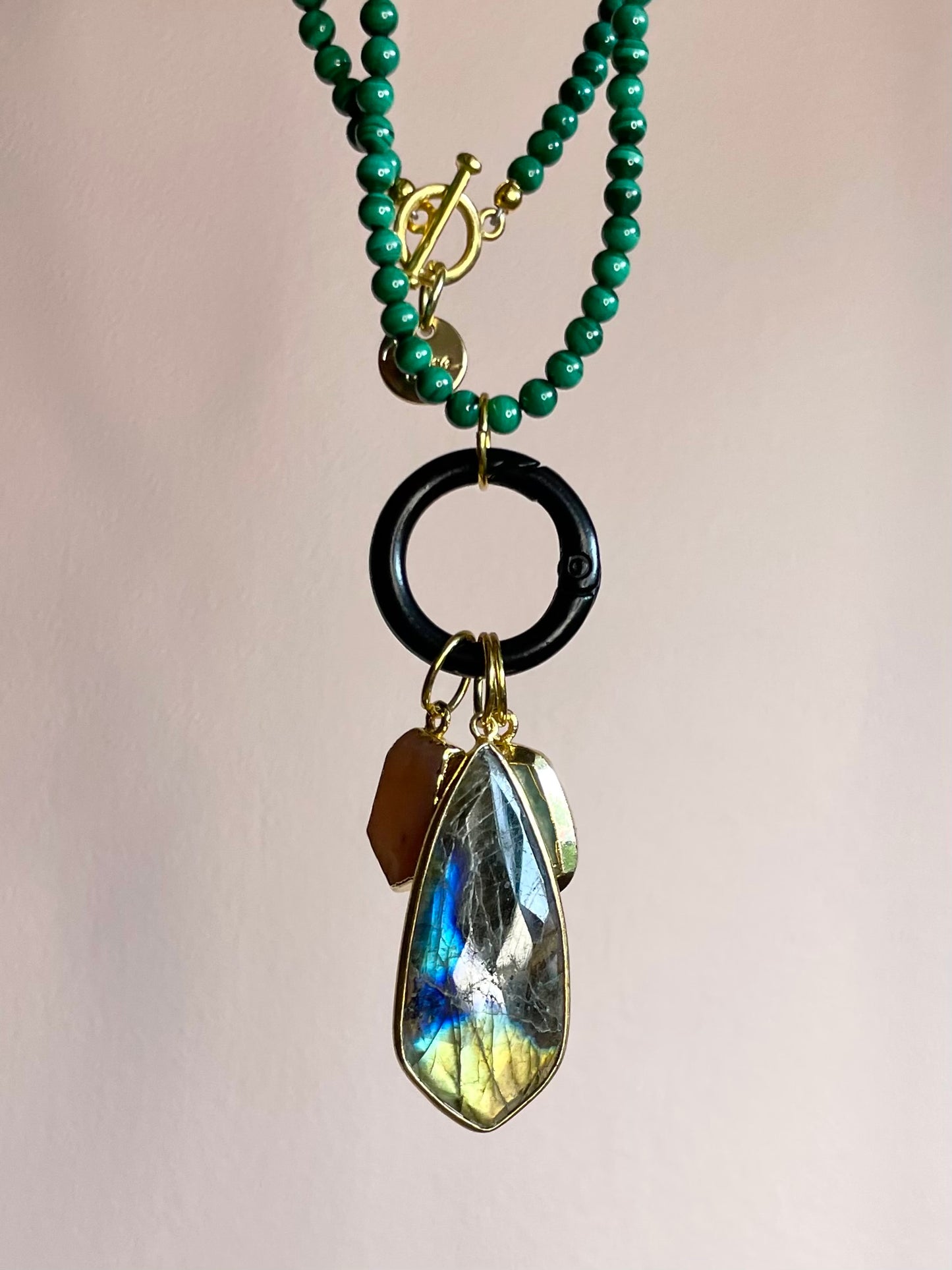 Malachite Necklace with Charms