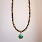 Tiger Eye Necklace with Emerald Pendant